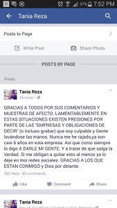 comunicado Tania Reza